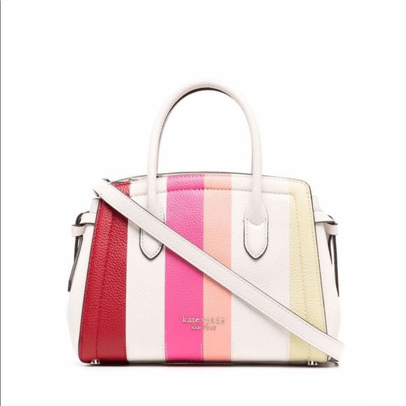 Kate Spade Striped Leather Satchel Crossbody - Picture 2 of 16